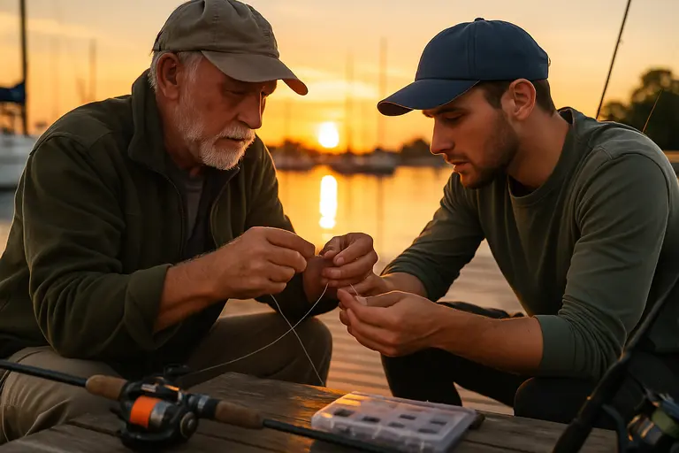 Tournament angler organizing rods on the deck before making a cast